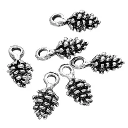 500 pcs PINE CONES CHRISTMAS 3D antique Silver Charms Pendants Beads good for DIY craft,decoration,jewerly findings