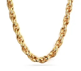 High Quality Classical Hotsale 22'' 9mm IP 18K Gold Plated Stainless Steel Mens Huge Heavy twist oval Rope Link Chain Necklace