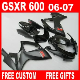 Custom Body Kits för Suzuki GSXR 600 Fairings GSXR750 06 07 Fairing Kit GSX-R600 R750 2006 2007 Matte Flat Black