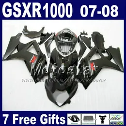 送料無料フェアリングキット07 08 GSXR 1000 Suzuki GSXR1000 2007 GSX-R1000 2008すべてのブラックボディワークフェアリゾートK7 FD23 +シートカウル