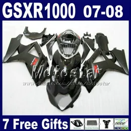 送料無料フェアリングキット07 08 GSXR 1000 Suzuki GSXR1000 2007 GSX-R1000 2008すべてのブラックボディワークフェアリゾートK7 FD23 +シートカウル