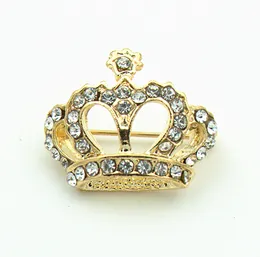 1 polegada de chapeamento de ouro claro strass cristal diamante coroa ou tiara jóias presente broche de pino para o concurso