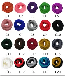 20 färger Ny vinter Infinity Scarfs Stickad Cowl Neck Ring Lång halsduk Varm Neckerchief 2 Cirkel 10st Gratis Leverans