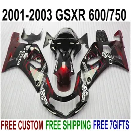 Fairing kit for SUZUKI GSX-R600 GSX-R750 01 02 03 fairings K1 GSXR 600/750 2001-2003 red black Corona plastic motobike set SK3