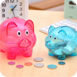 Storage BottlWedding gifts Lovely Candy colored transparent plastic piggy bank money boxes Princess crown Pig Piggy Bank Kids Girl186d