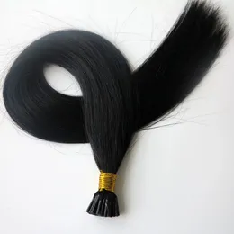Estensioni dei capelli umani brasiliani pre incollati I Tip 50g 50Strands 18 20 22 24 pollici # 1 / Jet Black Prodotti per capelli indiani