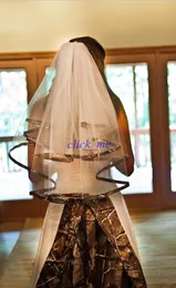 2015 Camo Wedding Accessories Tulle Tiered Wedding Bridal Veil Piping Headwear2588