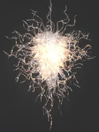Hängsmycke Lampor 100% Munblåsning Borosilikat ljuskronor Hänge-Light Art Transparent Glaslampa Murano Crystal Landelier