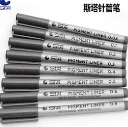 sta 顔料ライナー 絵画デザインペン 防水黒フックラインメーカーペン ソフトチップブラシペン 描画スケッチ針ペン 0 05mm0 8mm