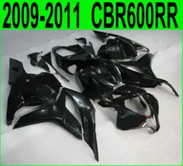 7 presentes + carenagens ABS para injecção Honda CBR600RR 2009-2011 todo o kit de carenagem preto brilhante CBR 600 RR 09 10 11 YR12