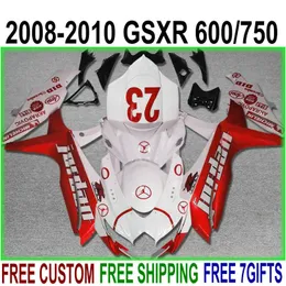 Części motocyklowe do SUZUKI GSX-R750 GSX-R600 2008 2009 2010 Zestaw targowy K8 K9 GSXR 600 750 08-10 Białe Czerwone Czarne Wróżki VB29