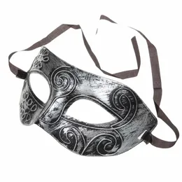 Party Half Face retro grecki rzymski wojownik halloween srebrna maska ​​unisex impreza weneckie dekoracje masy mardi gras maski na świąteczne disco