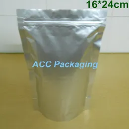 6.3''x9.4'' (16x24cm) Mylar Foil Stand Up Pure Aluminum Foil Packaging Bag for Food Coffee Storage Resealable Zipper Lock Package Bag