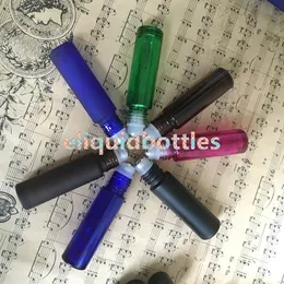 9 Colors 10ml Glass Roller Bottles 1000Pcs/Lot Amber Blue Clear Red Green Black and Frosted 10 ml Thick Roll On Glass Bottles Free Shipping