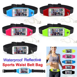 Waterproof Running Sport Waist Belt Pouch Reflective elastic Adjustable Band Breathable Waist Mobile phone Bag For iPhone Android Smartphone