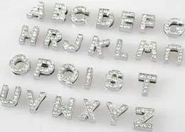 Toptan 10mm 130 adet / grup A-Z tam rhinestones Slayt harfler DIY Alfabe Charm Aksesuarları 10mm için fit pet yaka anahtarlıklar