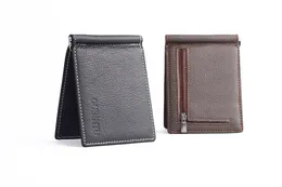 Quality Genuine Leather Men Card Purse Business Wallets Clamp For Money Fashion Coin Pocket Money Clip Wallet Clip Portafoglio