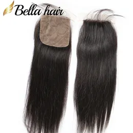 Quality Silk Base Closure Hair 4X4 Natural Color Peruvian Real Virgin Remy Human Hair Straight Bella Hair Julienchina