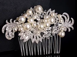 2015 recién llegado de lujo Heavy Crystal Hair Combs perlas accesorios para el cabello boda nupcial Tiaras cabeza joya TS00093