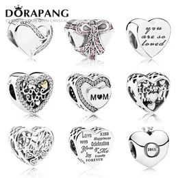 Dorapang 100% Oryginalna 925 Sterling Srebrny Koraliki w kształcie serca Wyczyść CZ Charm Koralik Fit Bransoletka DIY Bransoletka Hurtowa fabryka