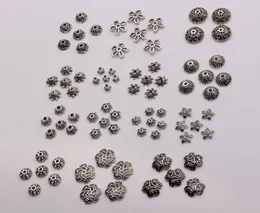 300pcs Antique silver Alloy 14- Style Flower Bead Cap For Jewelry Accessories (mm30)