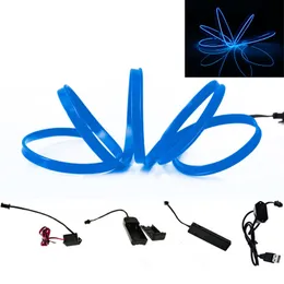 El Wire Lights 1m 2m 3m 4m 5m LED -remsa med styrenhet Sy Edge Neon Light Dance Party Car Decor Light Neon Flexible Lights