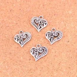 133st Antika silverpläterade ihåliga hjärta Charms Pendants för europeiska armband smycken som gör DIY handgjorda 15 * 14mm