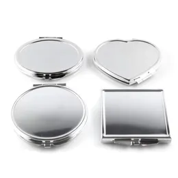 Olika former Portable Folding Mirror Mini Compact Stainless Steel Metal Makeup Kosmetisk fickpegel för sminkverktyg