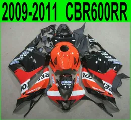 Injection molding high quality bodywork fairings for Honda CBR600RR 2009 2010 2011 red black REPSOL fairing kit CBR 600RR 09 10 11 YR64