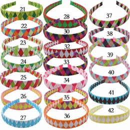 10 Sztuk Nakrycia głowy Diamond Check Plaid Hair Hoop Lady Girl Wstążka Wstążka Kręta Włosy Zespoły Akcesoria Do Włosów Podstawowa Szerokość pasma głowy: 1 cal FJ3107