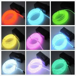 Flexible EL Wire Neon Sign Light 8Colors 3M EL/Wire Rope Tube with Controller Halloween Christmas Decoration for Dance Party Car Decor+Controller