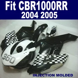 Injektionsform BodyKit för Honda CBR1000RR 2004 2005 Vit svart 360 Fairings Set CBR 1000 RR 04 05 Full Fairing Kit KA1