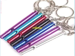 300pcs/lot Fast shippping 70mm Aluminum Dog Whistle Keychain Pet Training Sound Whistle Keyring random color