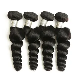 Elibess Hair- Brazylijska luźna fala 50 g/szt. 4PCS REMY Włosy Double Weft Naturalny czarny kolor może być barwiony