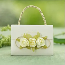 Düğün Favor Çanta Yaratıcı Şeker Kutusu Mor Çiçek Parti Hediye Çantası Kolu ile Doğum Günü Partisi Favor Tutucu 50 adet Ücretsiz Kargo