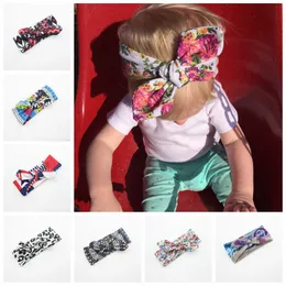 10 kolorów Girls Bowband Bohemian Bunny Hairband Lepoard Flower Printed Baby 15 * 3.34 cal Turban Noworodka Bawełniana głowa Wrap FD6573