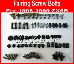 Bra professionell motorcykel Fairing Screws Bolt Kit för Kawasaki 1998 1999 ZX6R 98 99 ZX 6R Svart eftermarknadsfeor Bultar skruvdelar