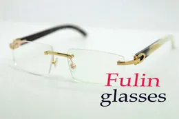 Good Quality White Mix Black Bufflao Horn frame Eyeglasses For Women glasses silver gold metal frame Eyewear lunettes T8100905 Size : 54-18-140mm