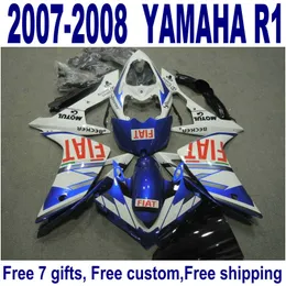 7 Darmowe prezenty ABS Set dla Yamaha Fairings YZF R1 07 08 Blue White Black Fairing Kit YZF-R1 2008 2008 YQ31