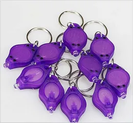 Purple UV LED Keychain Money Detector Led for Party Gift Protable Light Keychains Car key Id Currency Passports Cat Dog pet urine Ultraviolet torch lamp 395-410nm
