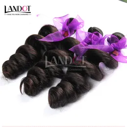 Peruvian Loose Wave Virgin Hair Weaves 3pcs Lot Obehandlat Peruvian Loose Wavy Curly Remy Human Hair Weave Buntar Naturliga svarta förlängningar