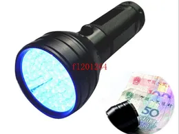 100 sztuk / partia Darmowa Wysyłka Najnowszy UV 51 LED Ultra Violet Black Latarka Latarka Lampa Light 395nm 5W