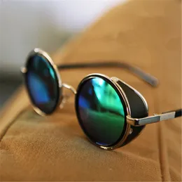 Tops Fashion Vintage Round Sun Glasses Steampunk Retro Sunglasses Steampunk Metal Coating Cool Men Retro Circle Sunglasses Women 6Pcs/Lot