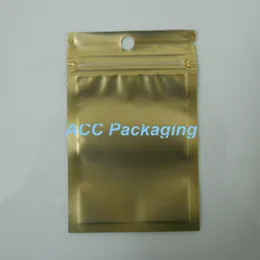 7.5x12cm (3.0 * 4.7" ) Altın / Temizle Öz Mühür Fermuar Plastik Perakende Poşet Ambalaj ile asın delik Packaging Paketi Çanta Fermuar Kilidi Packaging