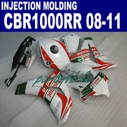 Injektionsgjutning Ny eftermarknadssats för Honda Fairings CBR1000RR 2008-2011 CBR1000 RR Vit Röd Castrol Fairing Kit 08 09 10 11 ZC15