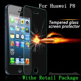 För Huawei P8 P7 P6 Härdad glasskärmsskyddsfilm G6 G7 C199 Honor 6 Plus Y300 Y320 Y550