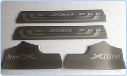 Gratis frakt! Högkvalitativt rostfritt stål 4st inner dörrskivor fotplatta, dörrskivor Scuff platta, tröskelskyddsstång för BMW X3