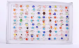 2015 Hot Sprzedaż Moda Kobieta / Dziewczyna Biżuteria Siedem Kolor Crystal Opals Zwierząt Pierścień Sowa Kotek Mały Biały Królik Mieszany Styl 50 sztuk / partia