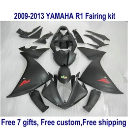 YAMAHA YZF-R1 용 ABS 오토바이 페어링 키트 2009-2011 2012 2013 모든 무광택 검정 YZF R1 페어링 세트 09-11 12 13 HA47