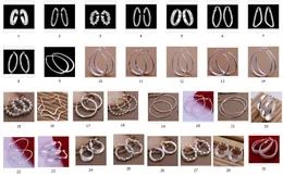 30 Styl 30 Par / Lot Biżuteria Wysokiej Jakości 925 Sterling Silver Ear Clip Ear Hoop Kolczyki Moda Prezenty Hyperbole Big Ear Ring